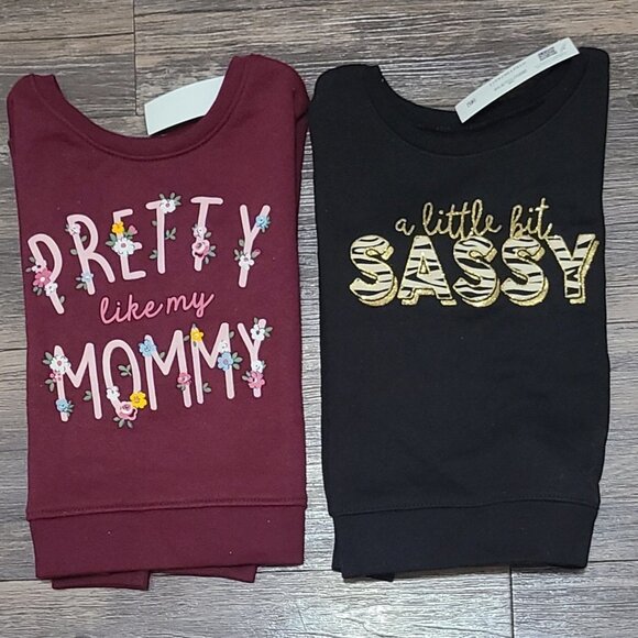 Pair Of Cotton Blend Graphic Front Animal Print Little Girls Sweatshirts - Picture 1 of 3